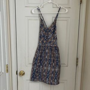 Ecote Blue and Tan Patterned Mini Dress